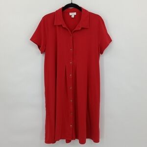 J Jill Shirt Dress Button Front Collared Shortsleeve Pima Cotton Blend Size M